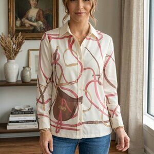 J. McLaughlin NEW Rope Equestrian Catalina Cloth long Sleeve Betty knit Shirt, M
